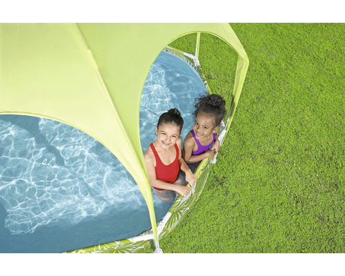 Bovengronds framezwembad, rond, 244 x 244 x 51 cm, 1688 l, multicolor, inclusief dak