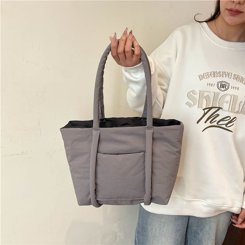 Kleevelind - Gevoerde Tote Bag met Effen Paneel