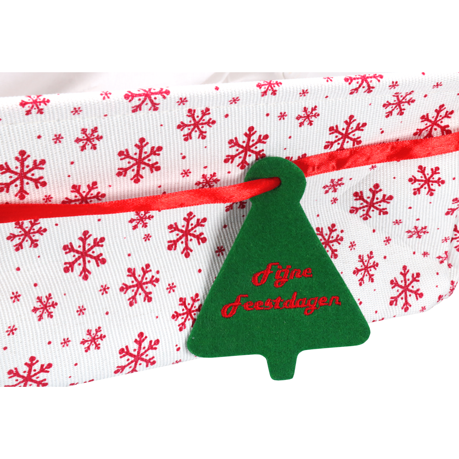 Mand, pE, 36x26x15cm, rechthoekig, rood/wit/groen