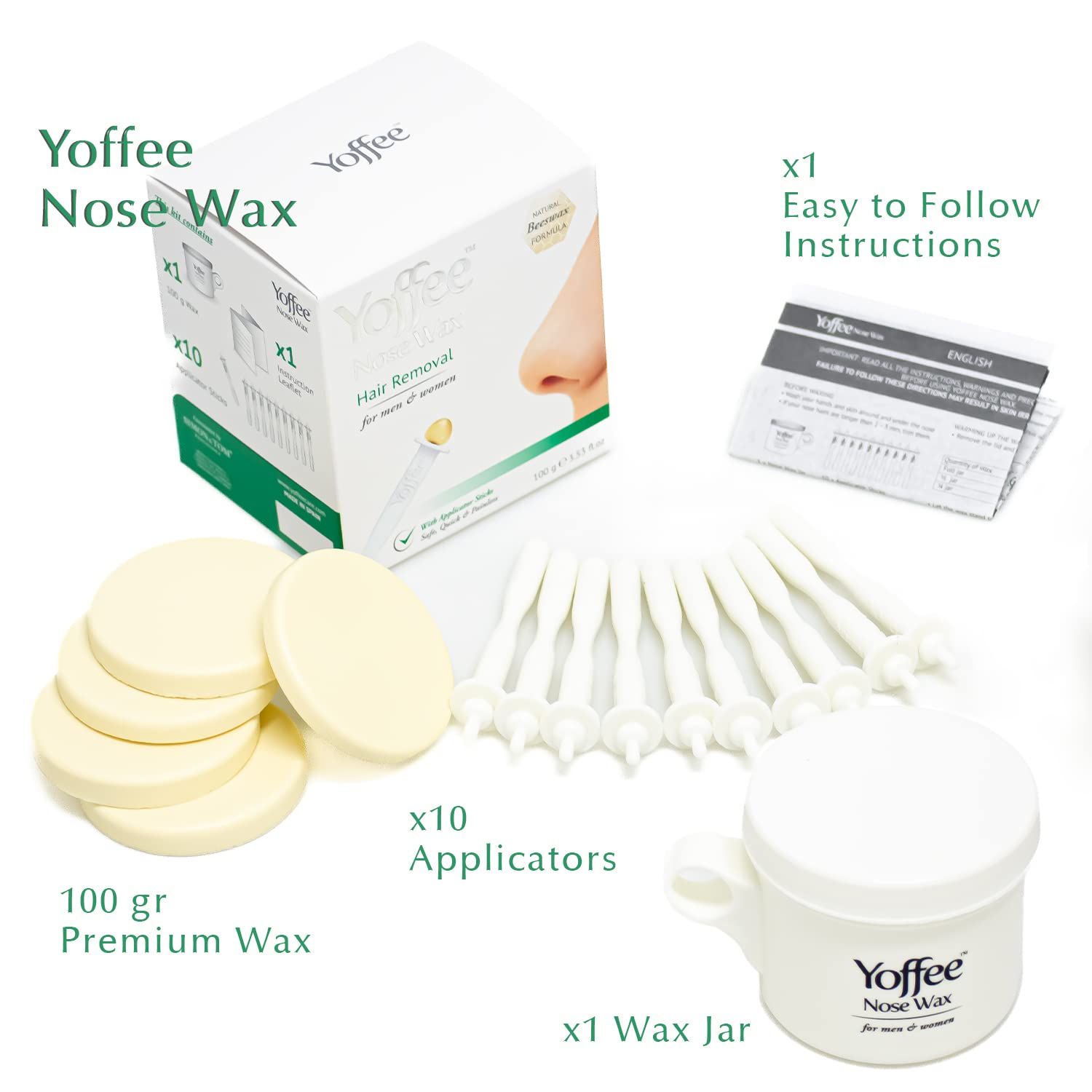 Yoffee Nose Wax Kit - Nose Hair Removal Set - Männer und Frauen - Nasenhaarentferner - Bio
