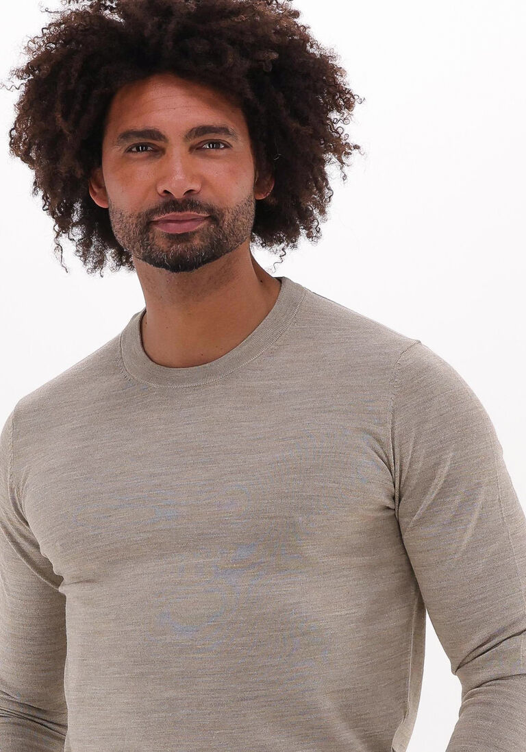 SELECTED HOMME beige selected homme trui slhtown merino coolmax knit crew