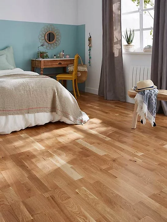 Parquet contrecollé clipsable Bishorn XXL en chêne verni naturel