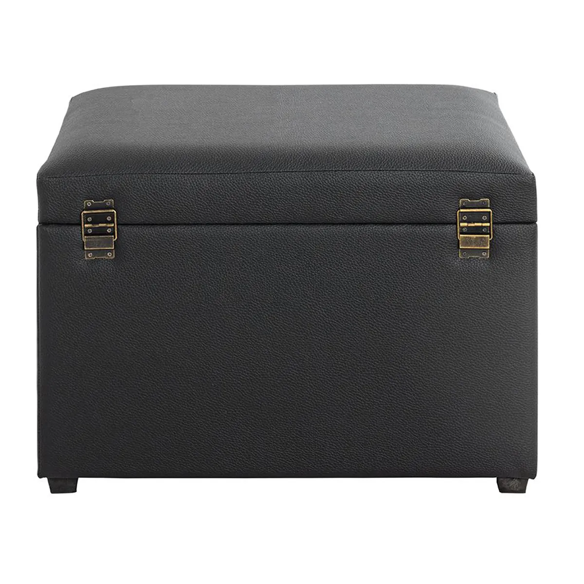 Pegane Coffre de rangement simili-cuir noir