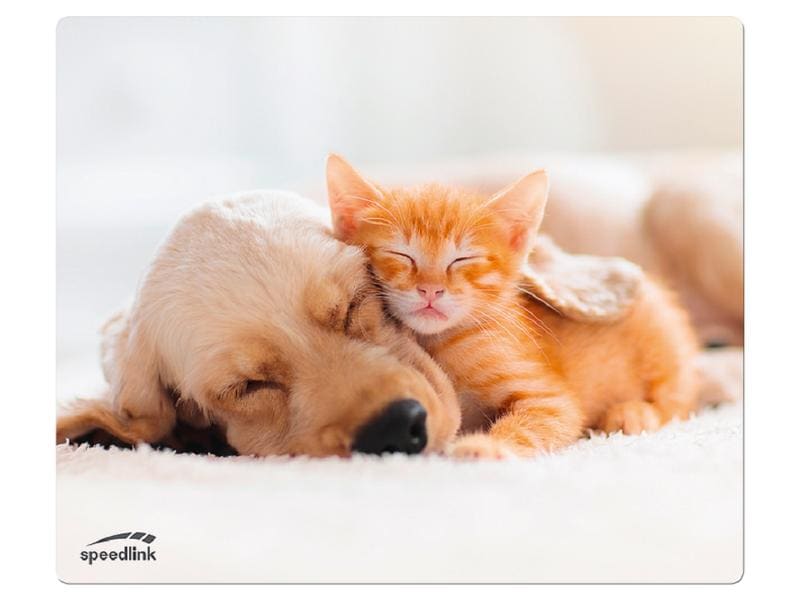 Speedlink Bedruckte Mausmatte Dog and Cat Mehrfarbig Rutschfeste und antistatische Mausunterlage