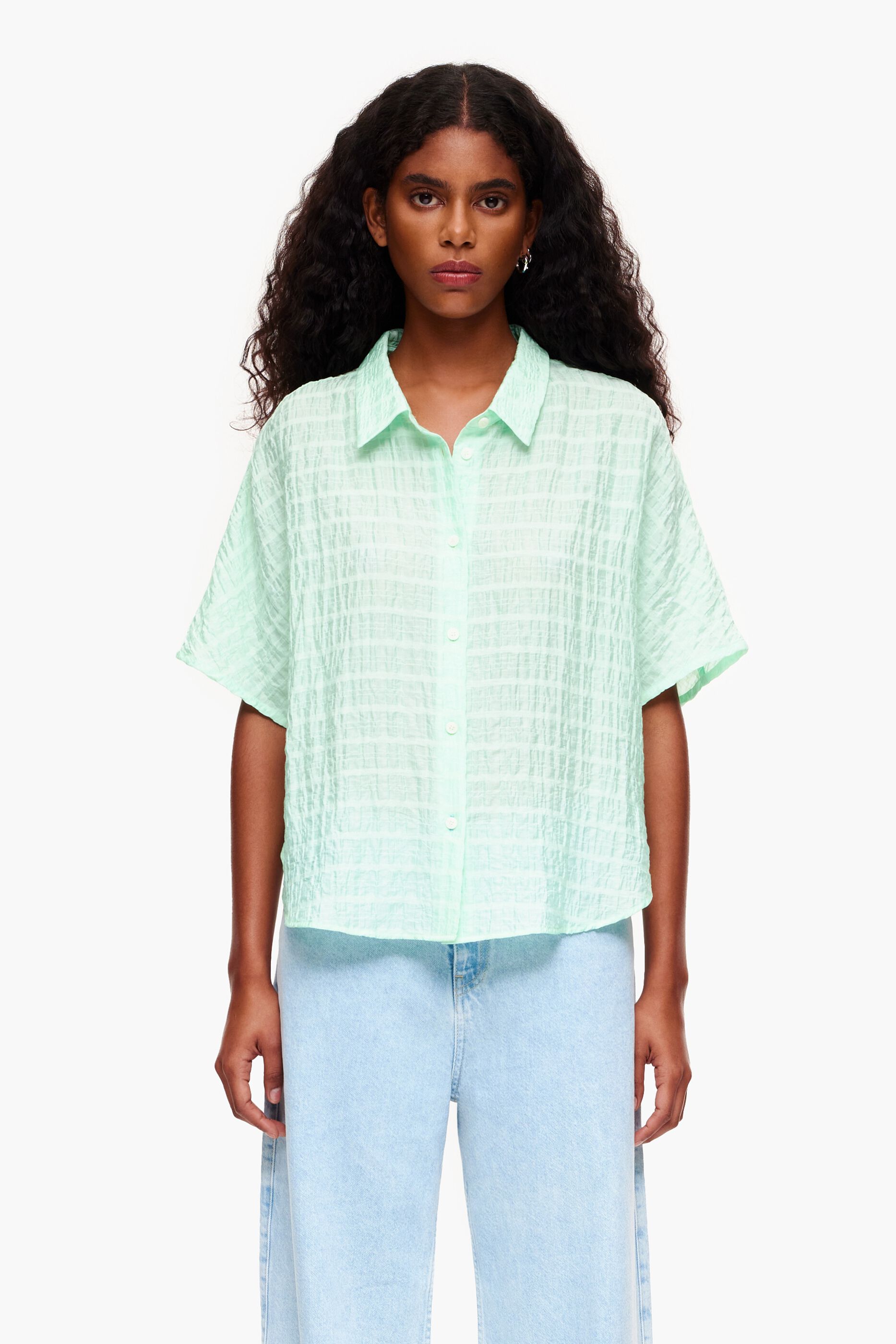 Camisa curta verde menta