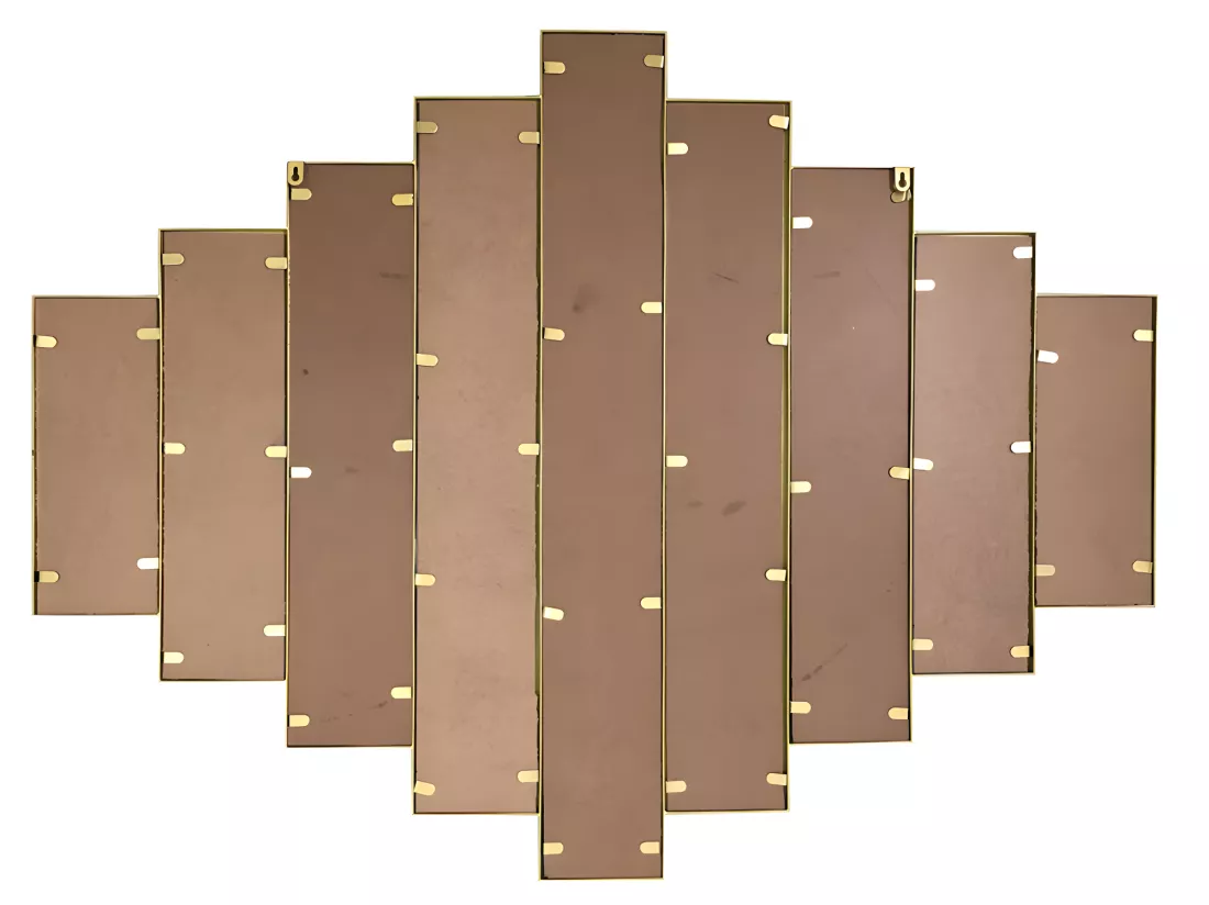Miroir Art Deco symétrique en métal - L. 120 x H. 90 cm - Doré - GALICE
