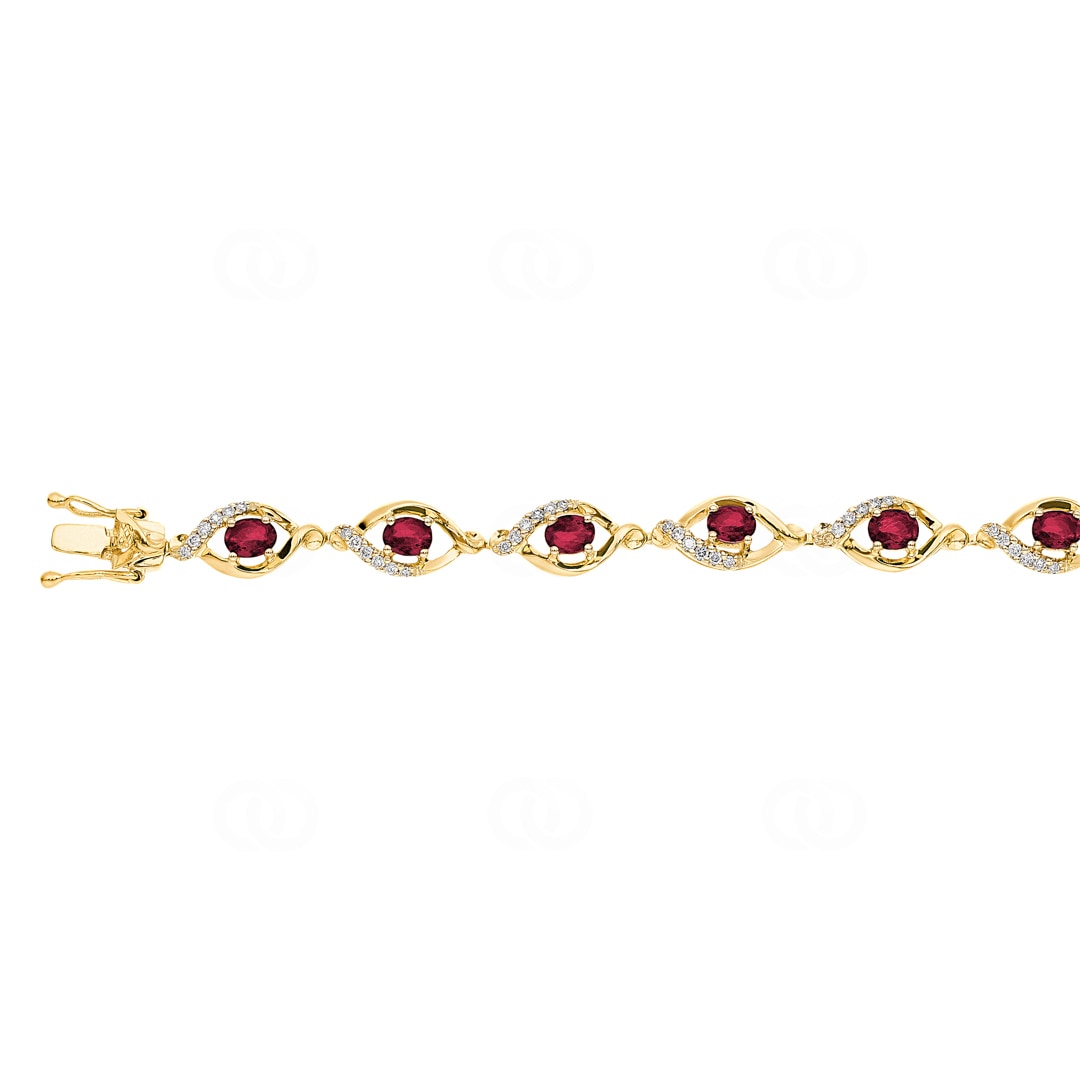 Rubin Armband 750/18 K Gelbgold mit Diamanten 0.44 ct H/si