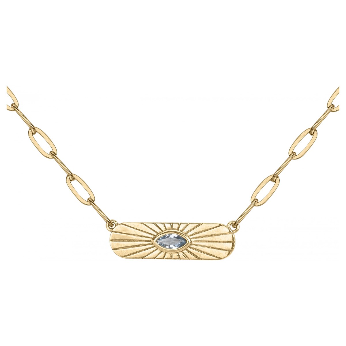 Collier en Plaqué Or avec spinelle bleu topaze