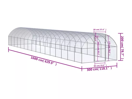 Poulailler d'extérieur 3x16x2 m Acier galvanisé