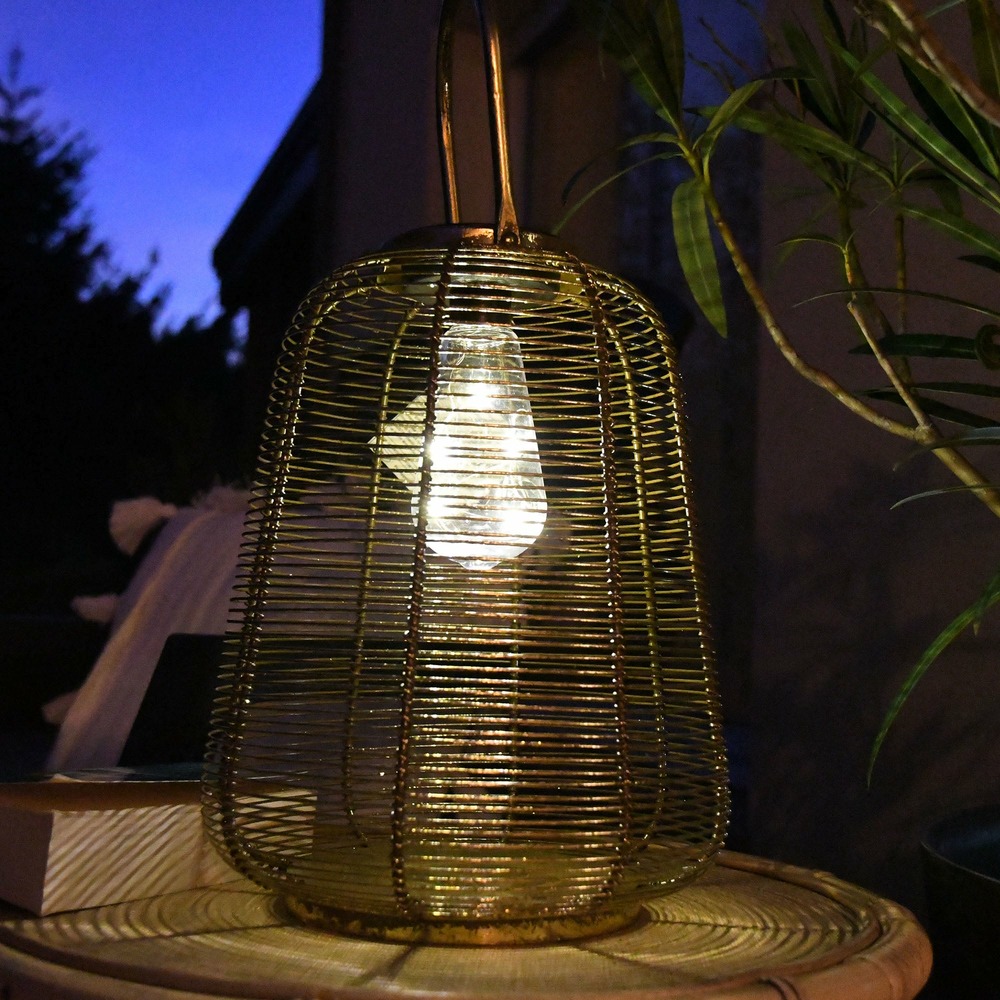 Lanterne solaire haussman - blanc chaud - ampoule 5 microled - fixe - extérieur - chromex