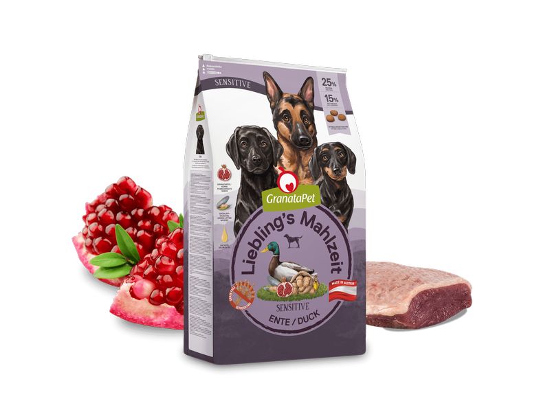 GranataPet Trockenfutter Liebling's Mahlzeit Ente Sensitive Alleinfuttermittel für ausgewachsene Hunde