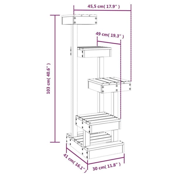 vidaXL Kattetre 45,5x49x103 cm heltre furu