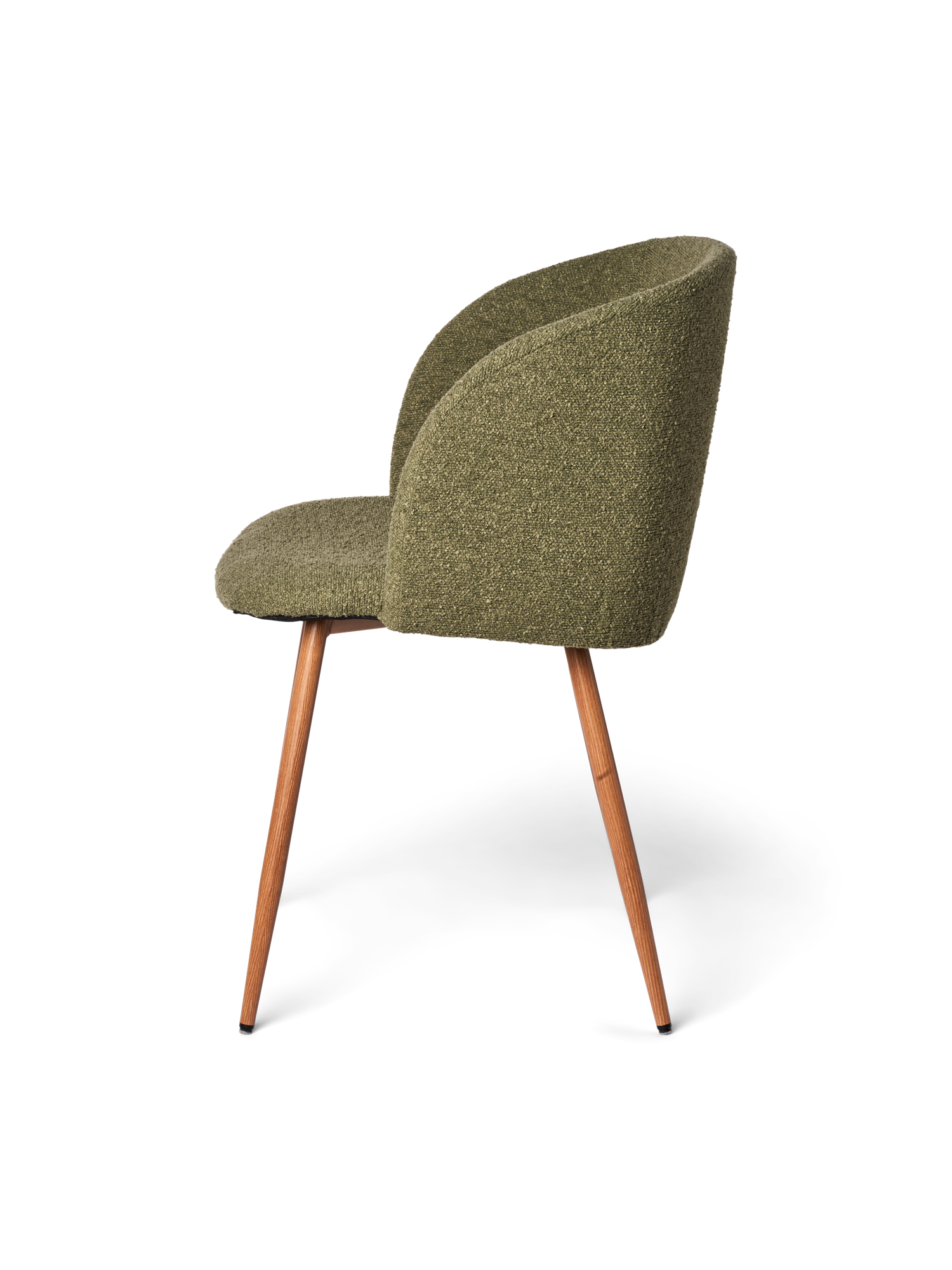 Stol i boucléstof | Jern/polyester/polyurethan. 50 x 42,5 x 81 cm. | Olive Green