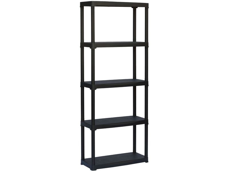 Art Plast Regal T5 Kunststoff, Schwarz Mit 5 Tablaren, schwarz-grau