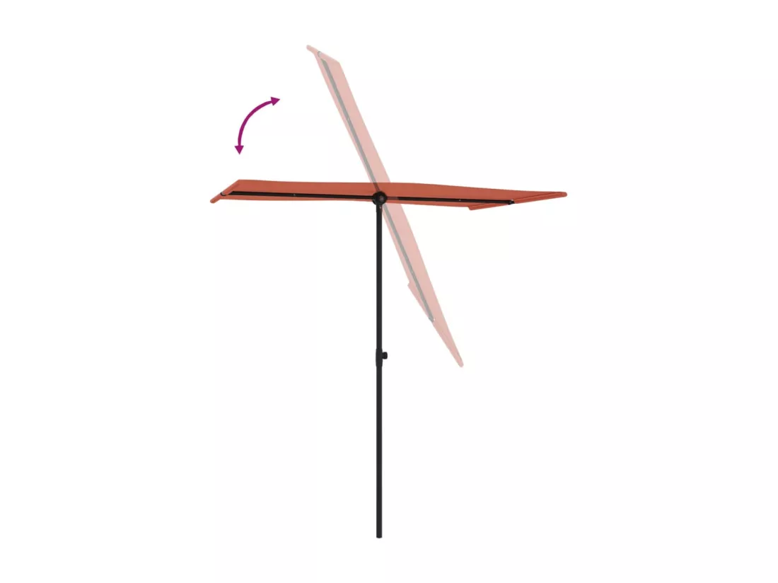 Parasol d'extérieur avec mât en aluminium 180x110cm Terre cuite
