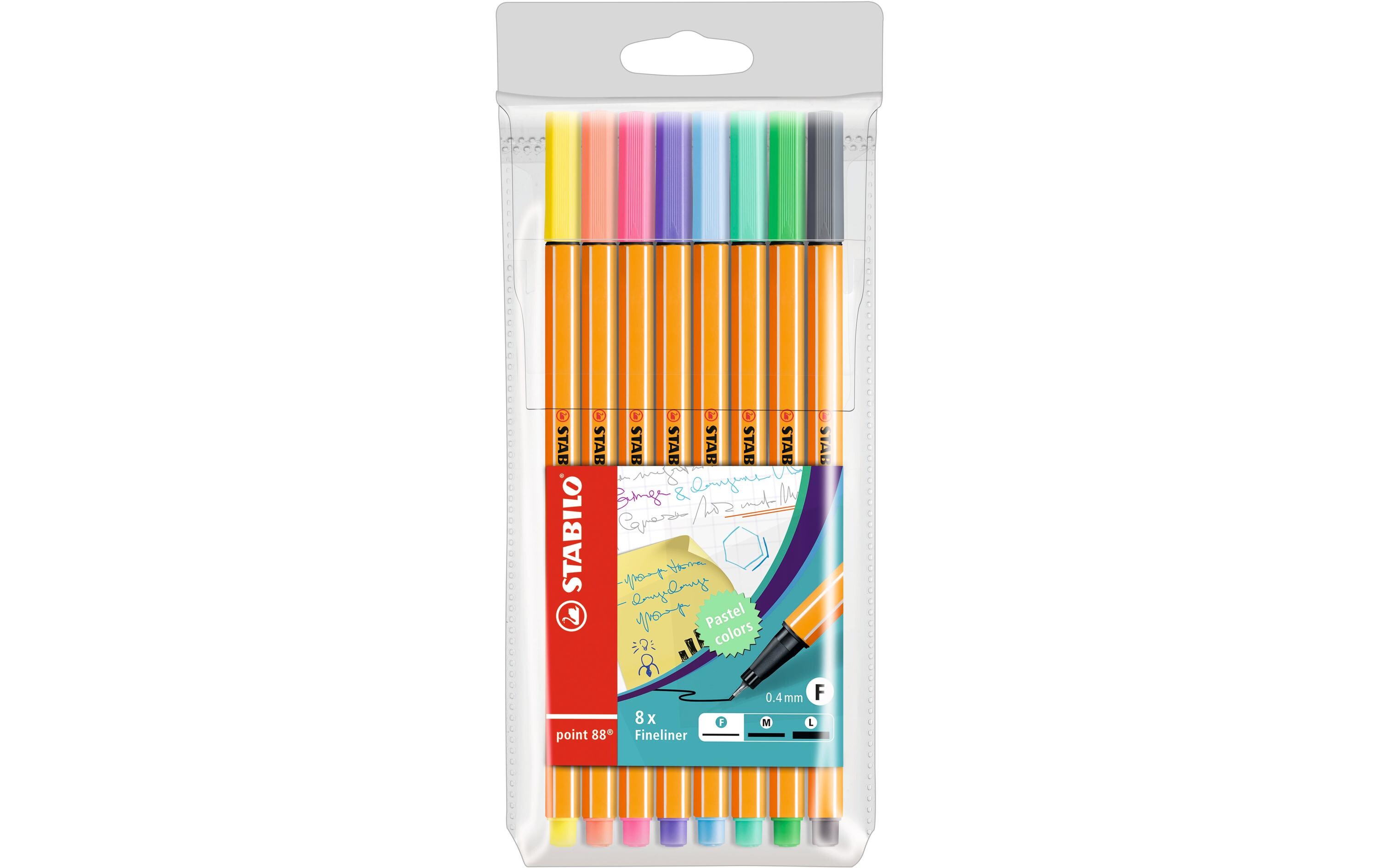 Fineliner Point 88 8 Stück, PastellStabilo Fineliner in Pastellfarben