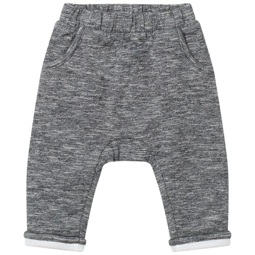 Pantalon en maille chinée doublé jersey - Gris foncé