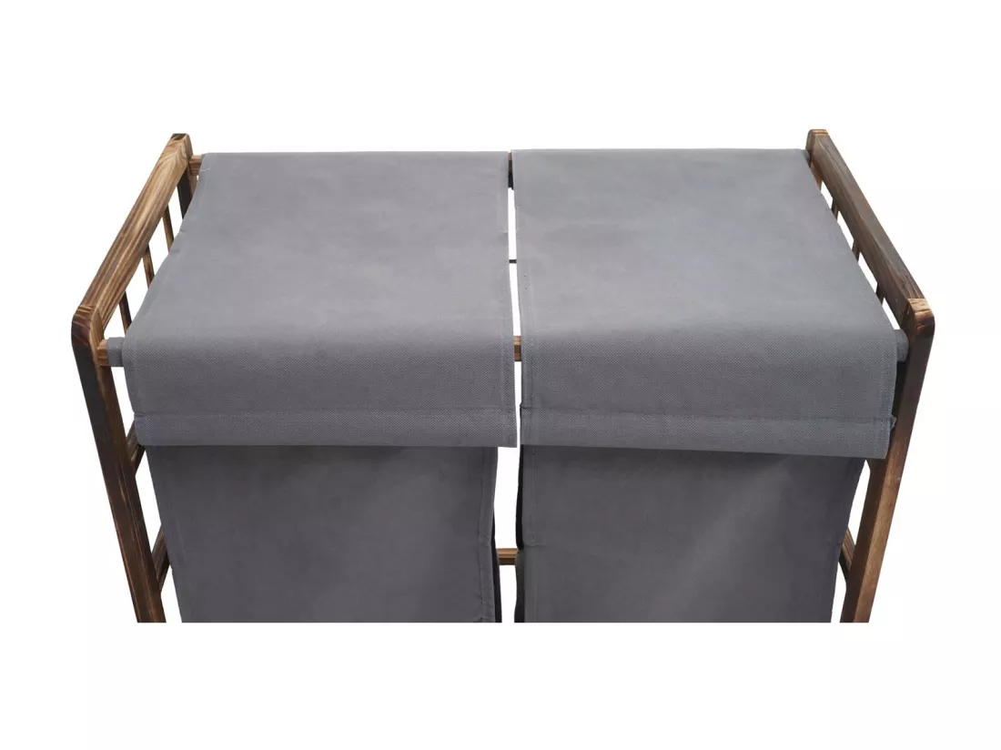 Collecteur de linge MCW-B60, brun, couvercle gris
