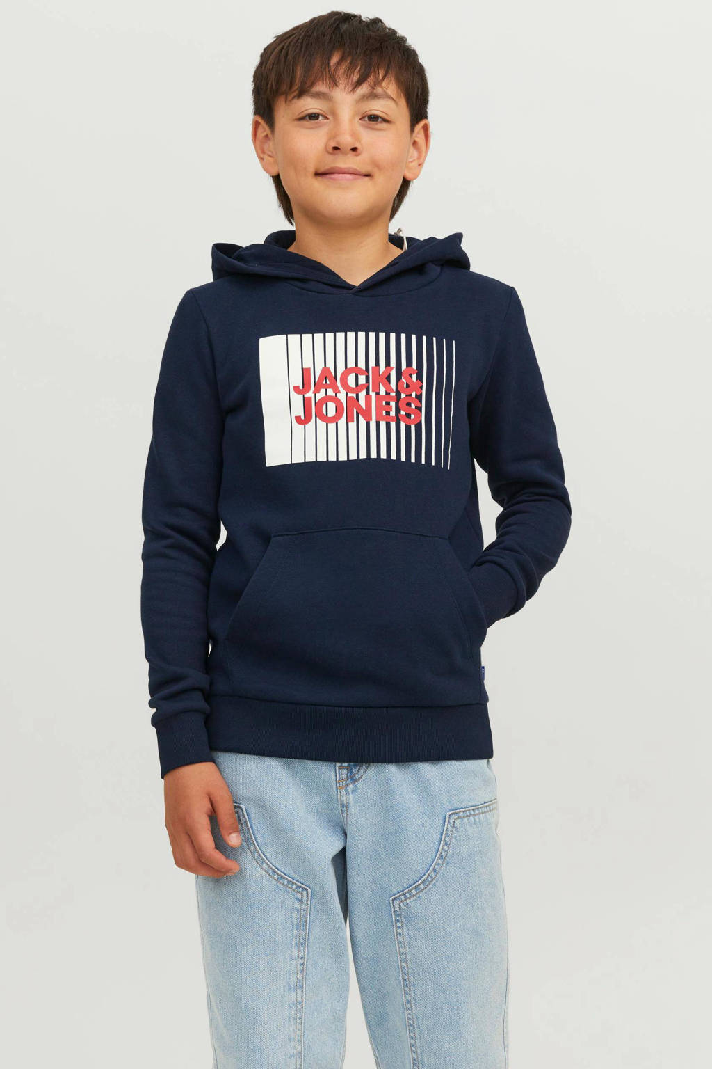 JACK & JONES hoodie JJECORP met logo donkerblauw