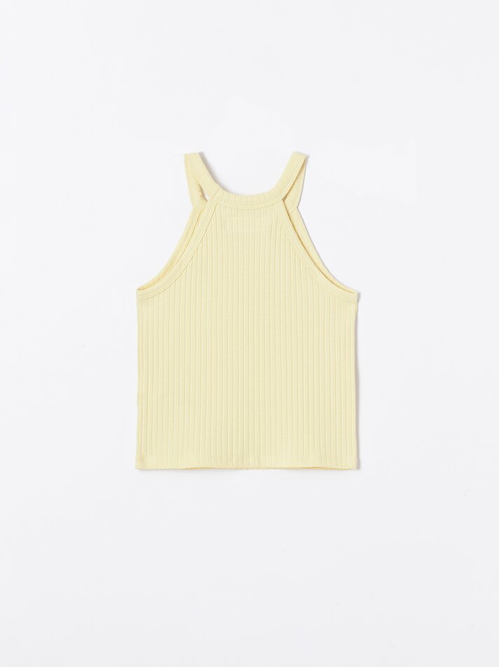 Top halter canelado - Amarelo claro