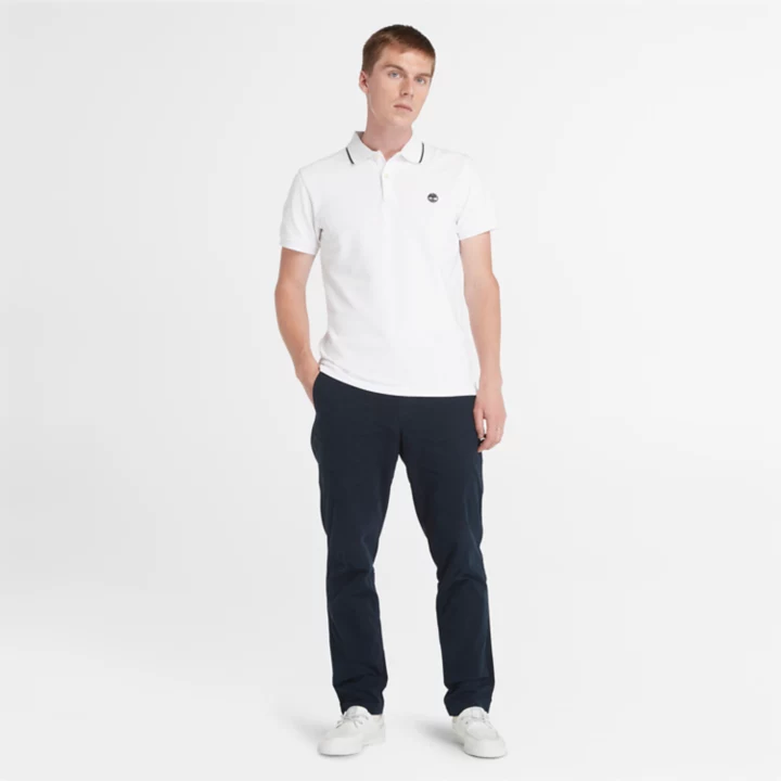 Polo à col imprimé Millers River pour homme en blanc