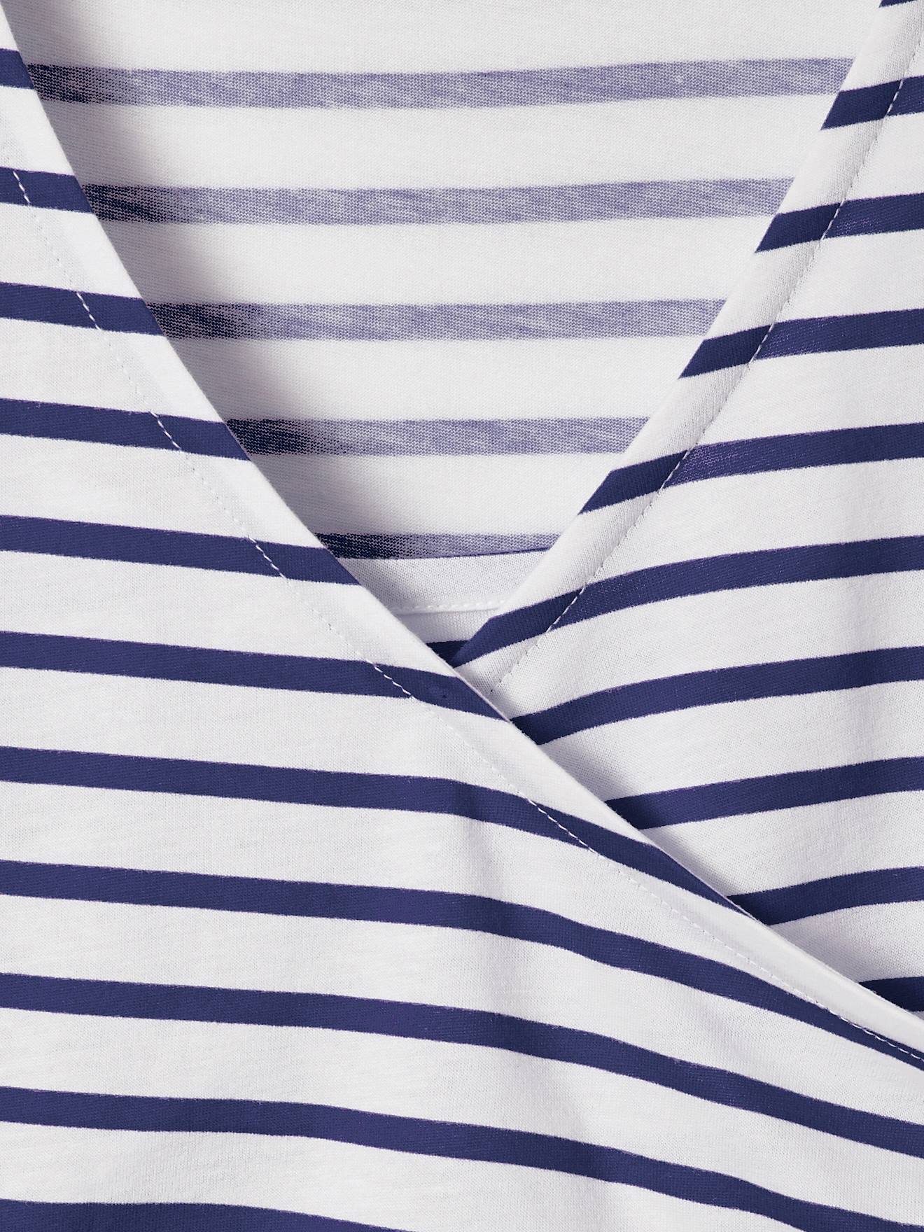 Blusa de amamentação cruzada listrada azul claro