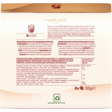 Senseo Typ Café Latte Koffiepads 8 Stuks 92 g