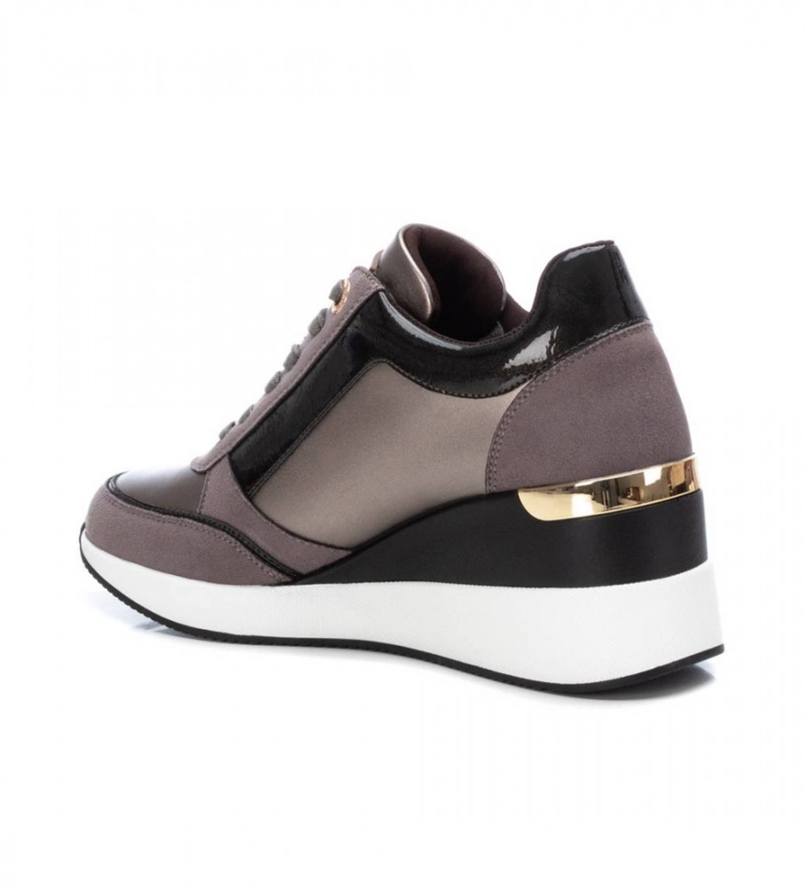 Tênis Xti 141990 cinza - salto plataforma de 6 cm -