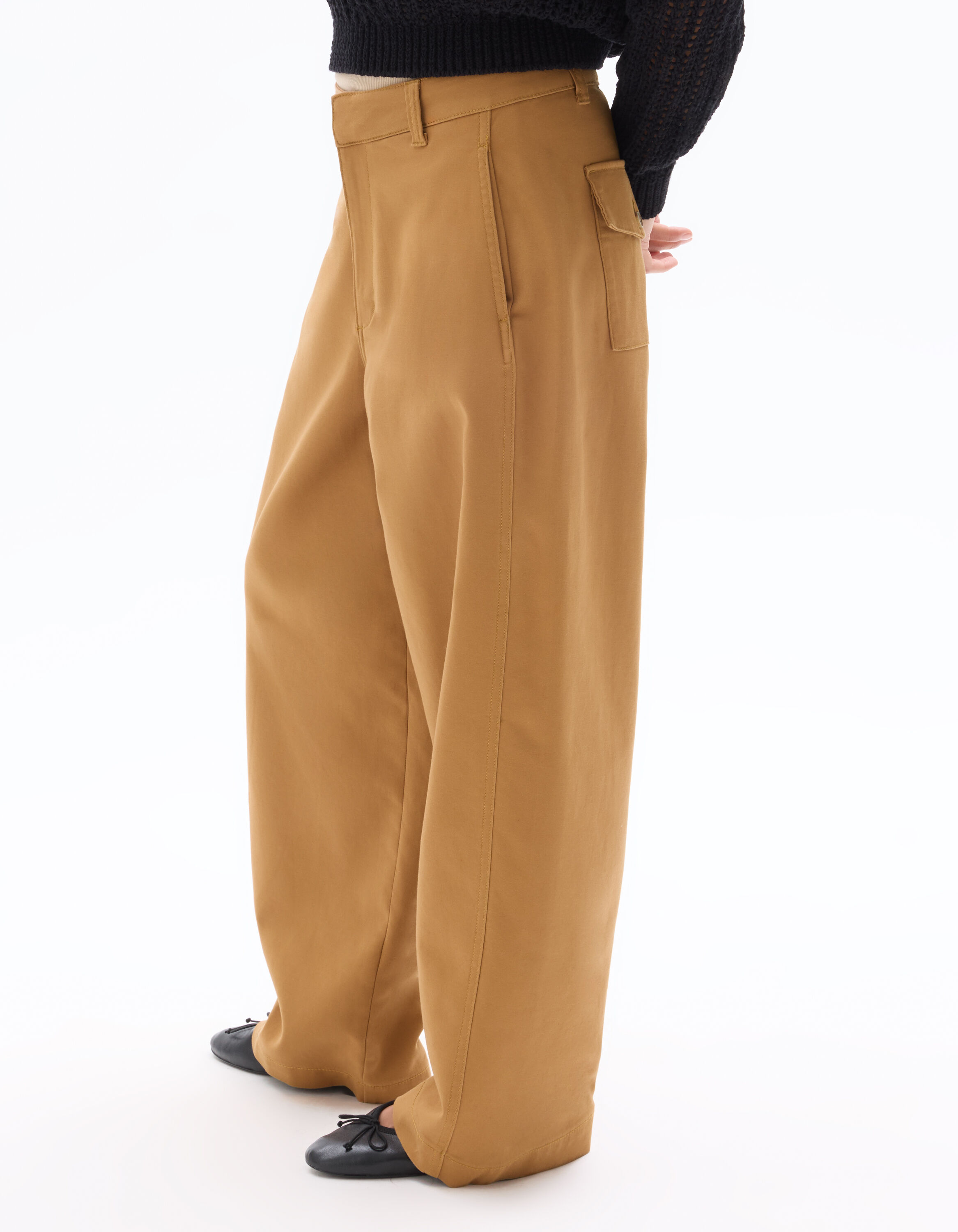 Pantalon barrel - camel
