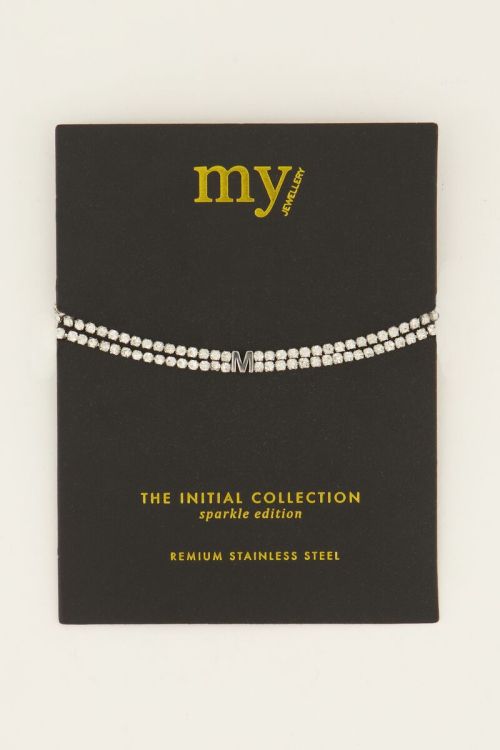Dubbele strass armband met initial