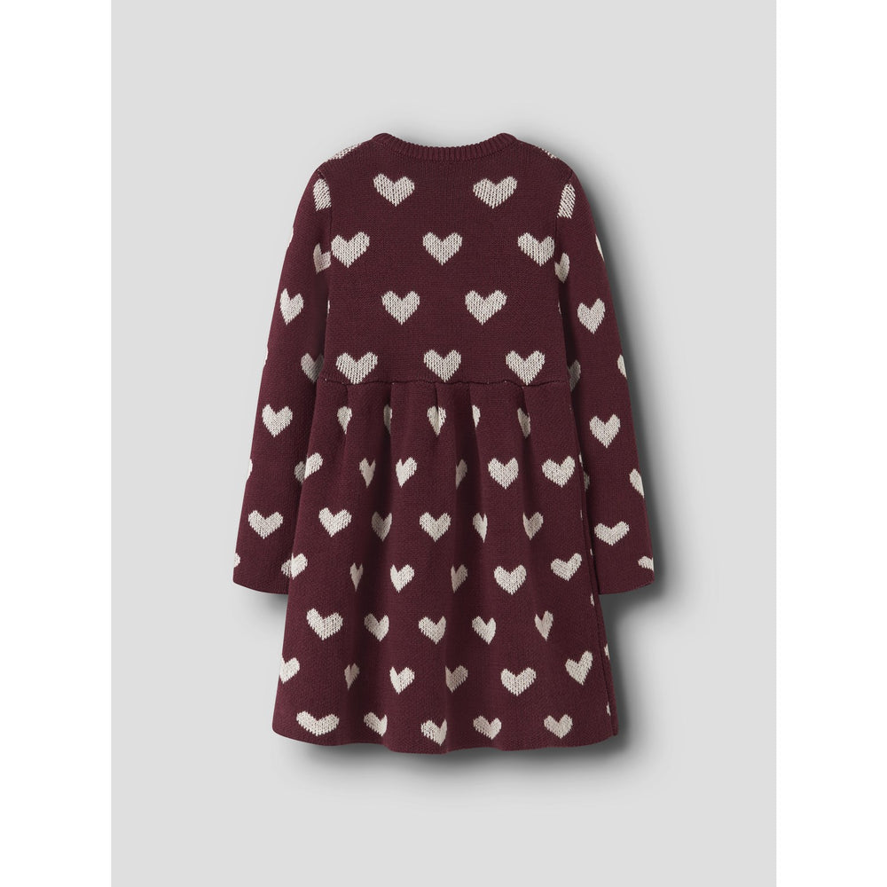 Køb Name It Burgundy Peyote Heart Nmfoana Ls Strik Kjole