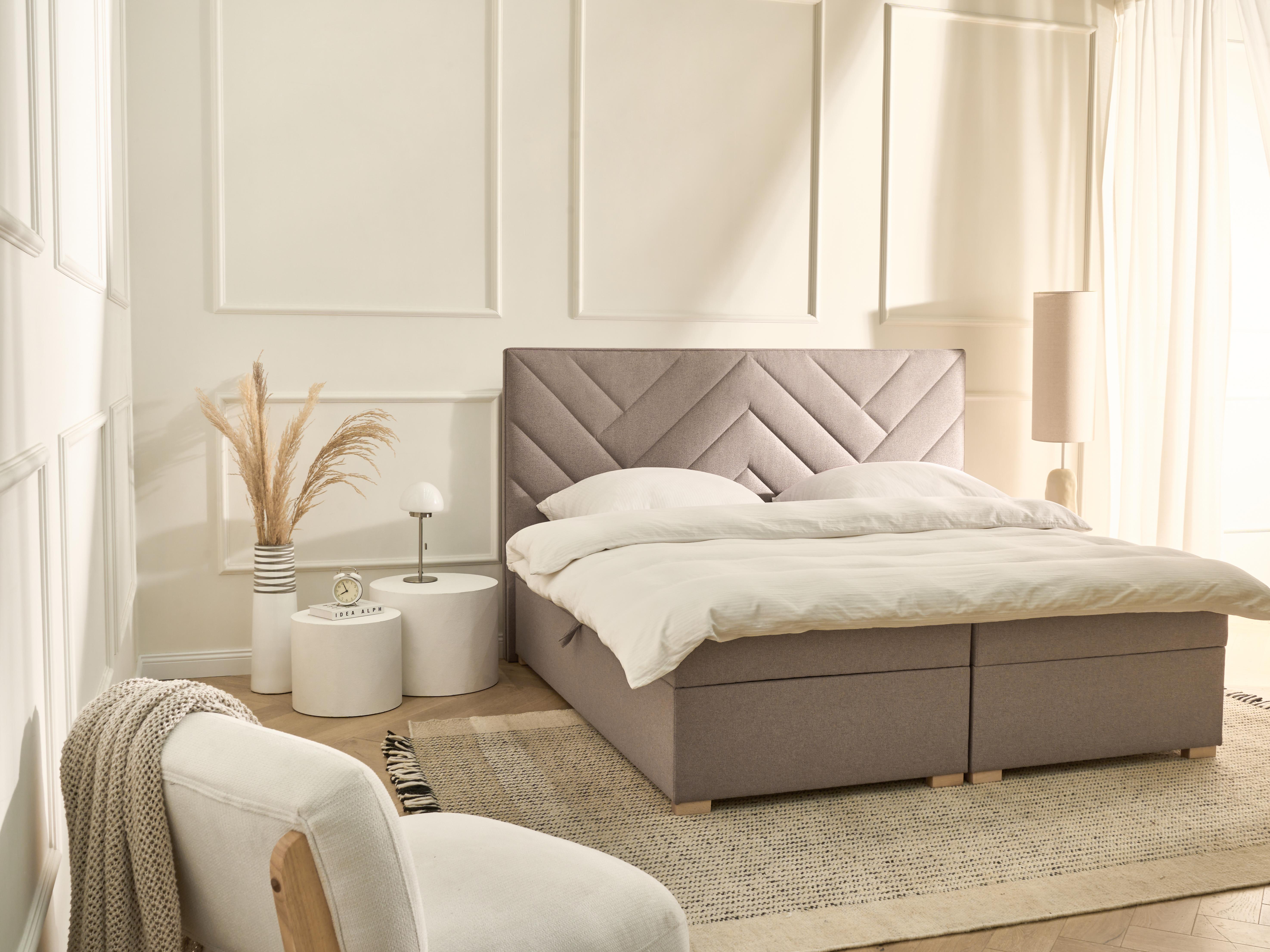 Boxspring met opbergruimte Stof ESQUIRE 180 x 200 cm Taupe