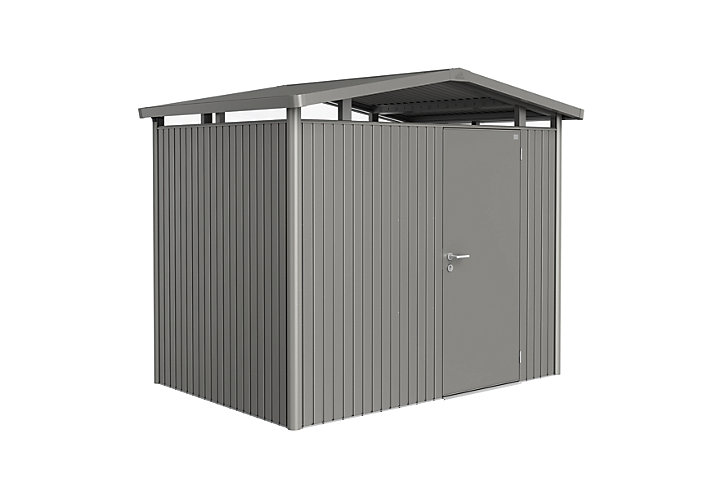 Abri de jardin simple porte Biohort Panorama P2 en métal coloris gris quartz métallique ép.0,53 mm surface extérieure 5,40 m²