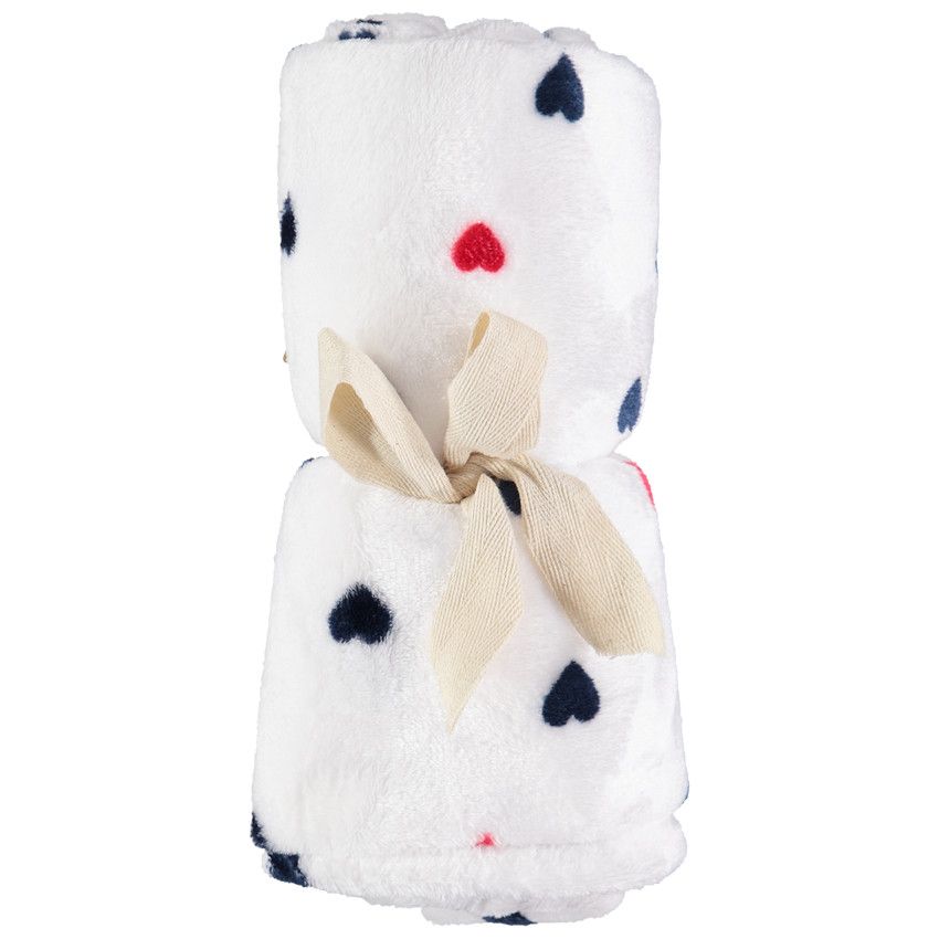 Couverture en sherpa à coeurs all-over - Ecru