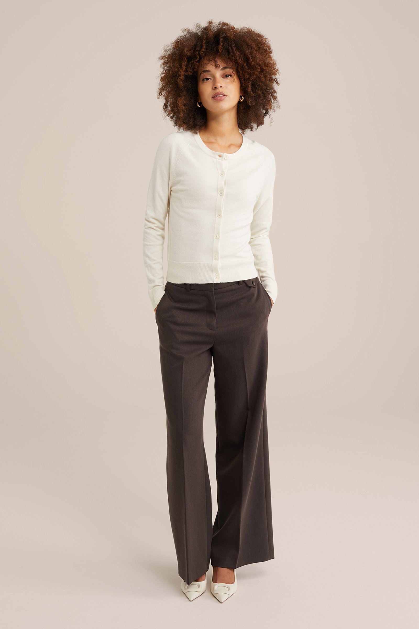 wide leg broek WE Fashion Donkerbruin