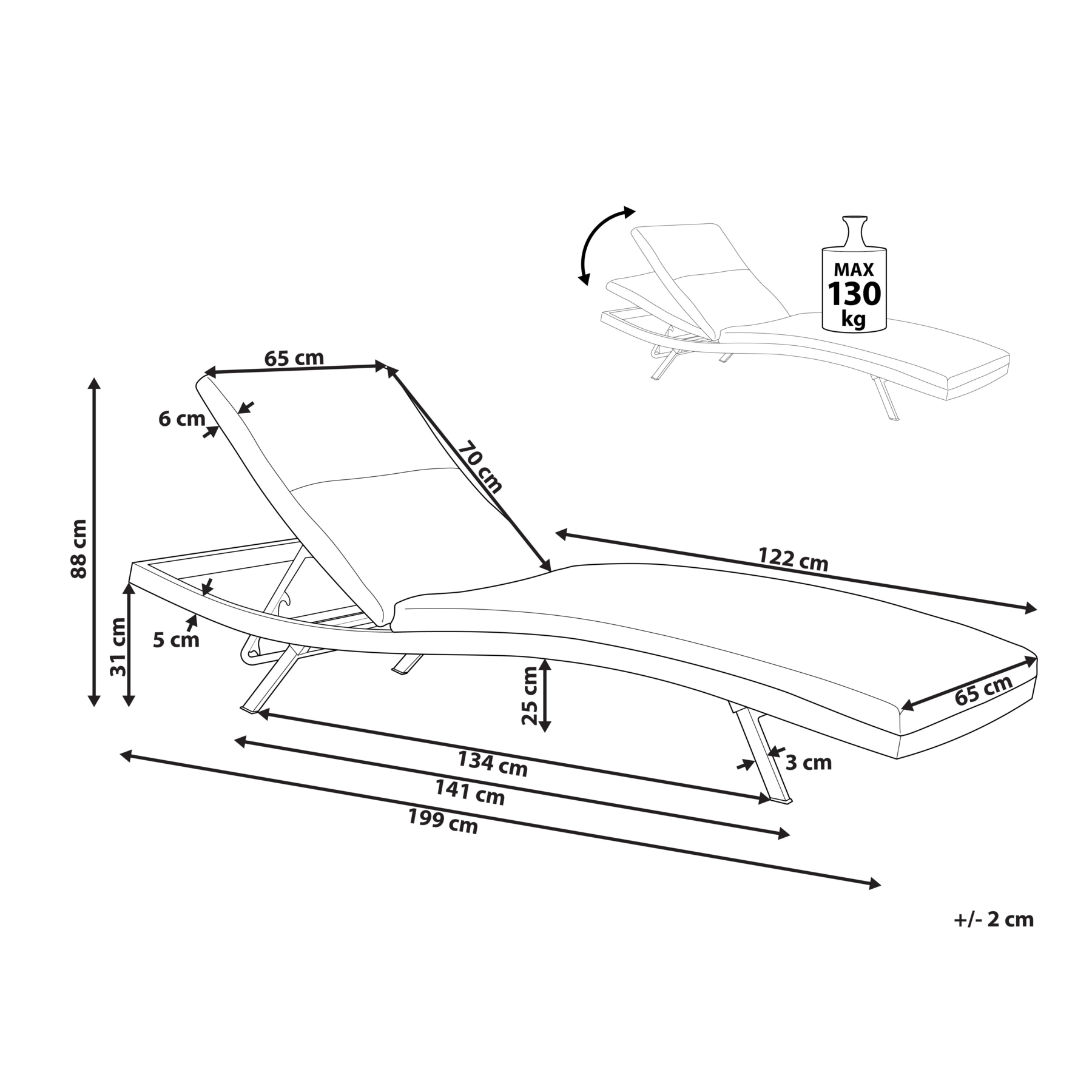 Beliani - AMELIA - Ligstoel set van 2 - Lichtgrijs - Olefine
