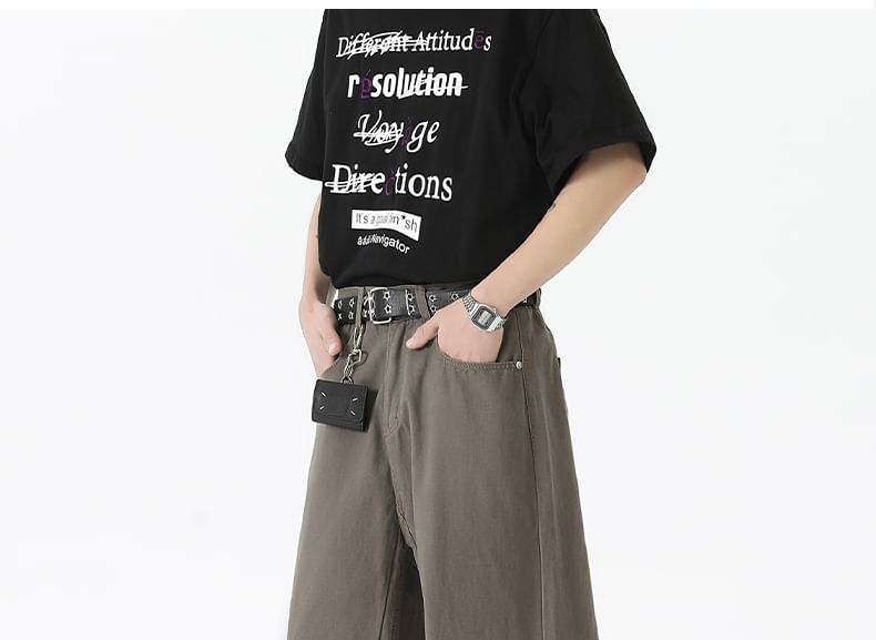 AXEN - Mid Rise Plain Loose Fit Jeans