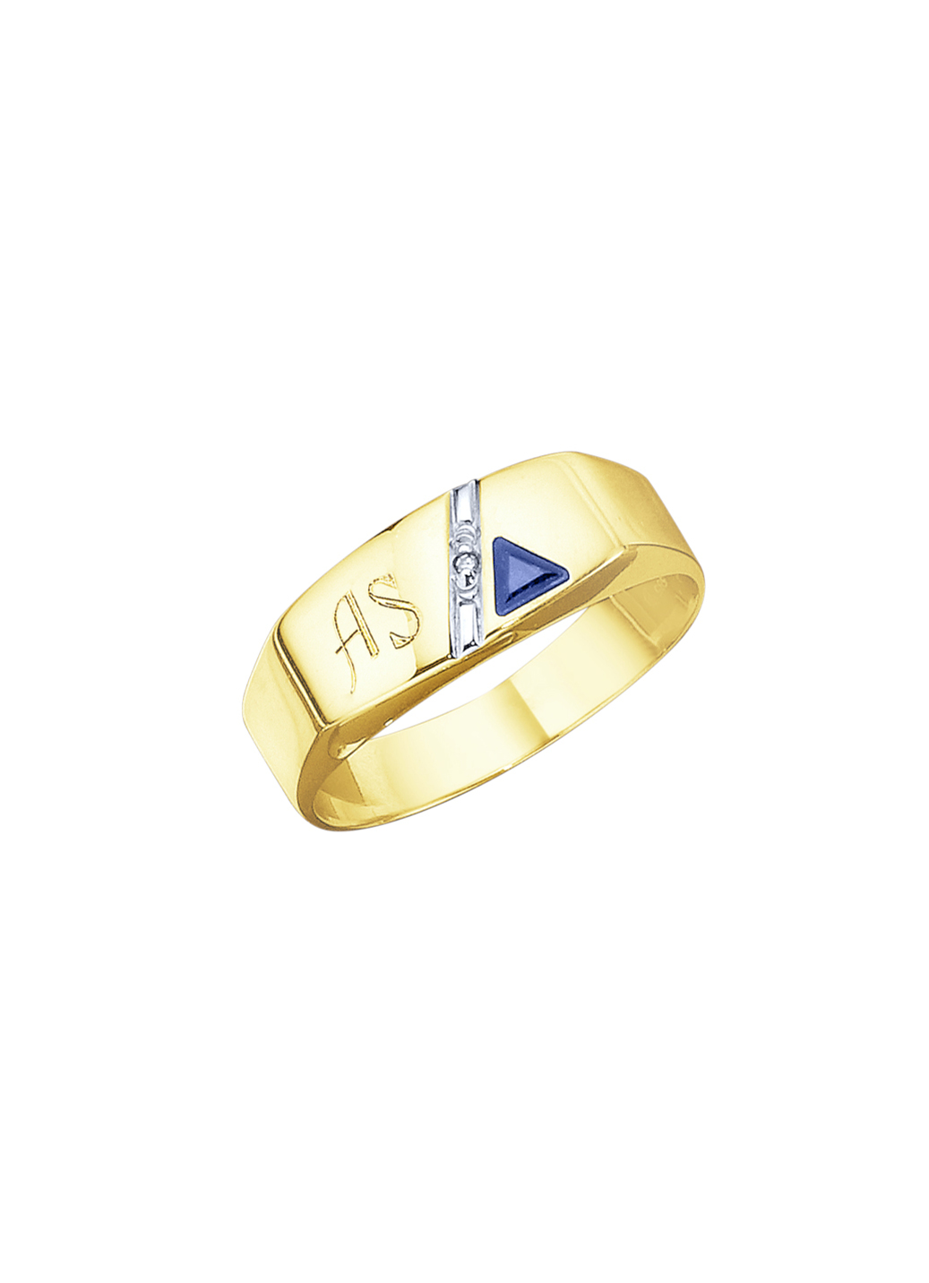 Herrenring mit Diamant und Safir