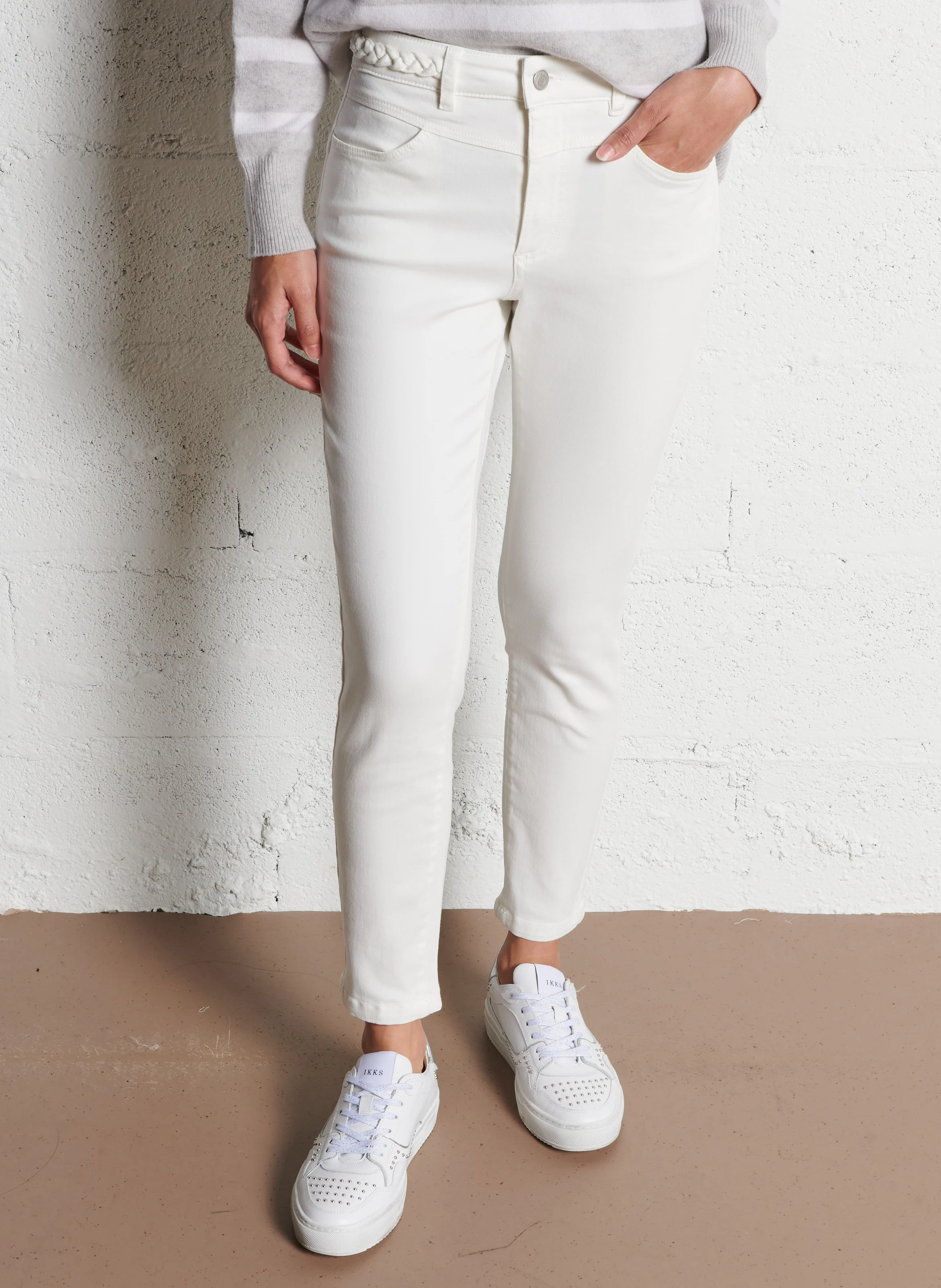 Jean slim en coton mélangé | Blanc