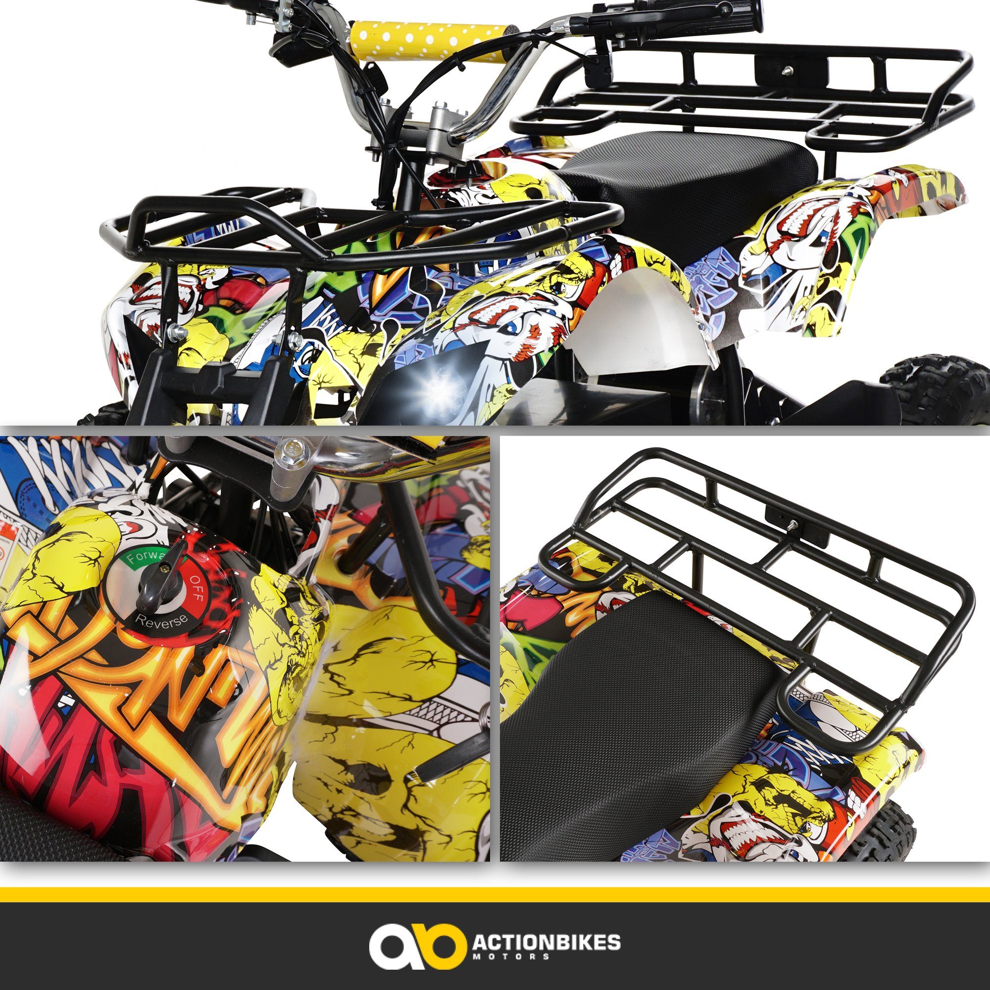 Quadriciclo elétrico infantil Actionbikes Motors Torino ATV 1000 W 36 V, capacidade de carga 50 kg (1 unidade), quadriciclo de bolso - toque de segurança - freio a disco perfurado - até 25 km/h