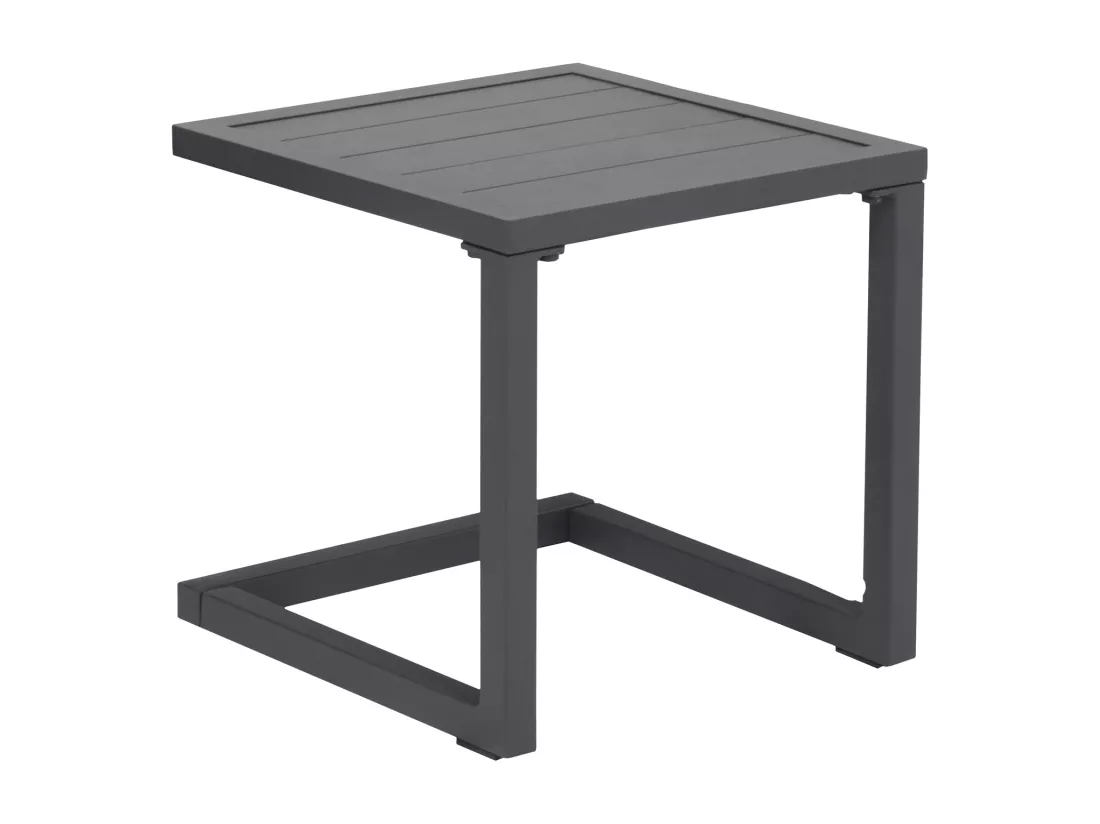 Set bain de soleil et table d'appoint BARBADOS en textilène gris - aluminium gris anthracite - HAPPY GARDEN