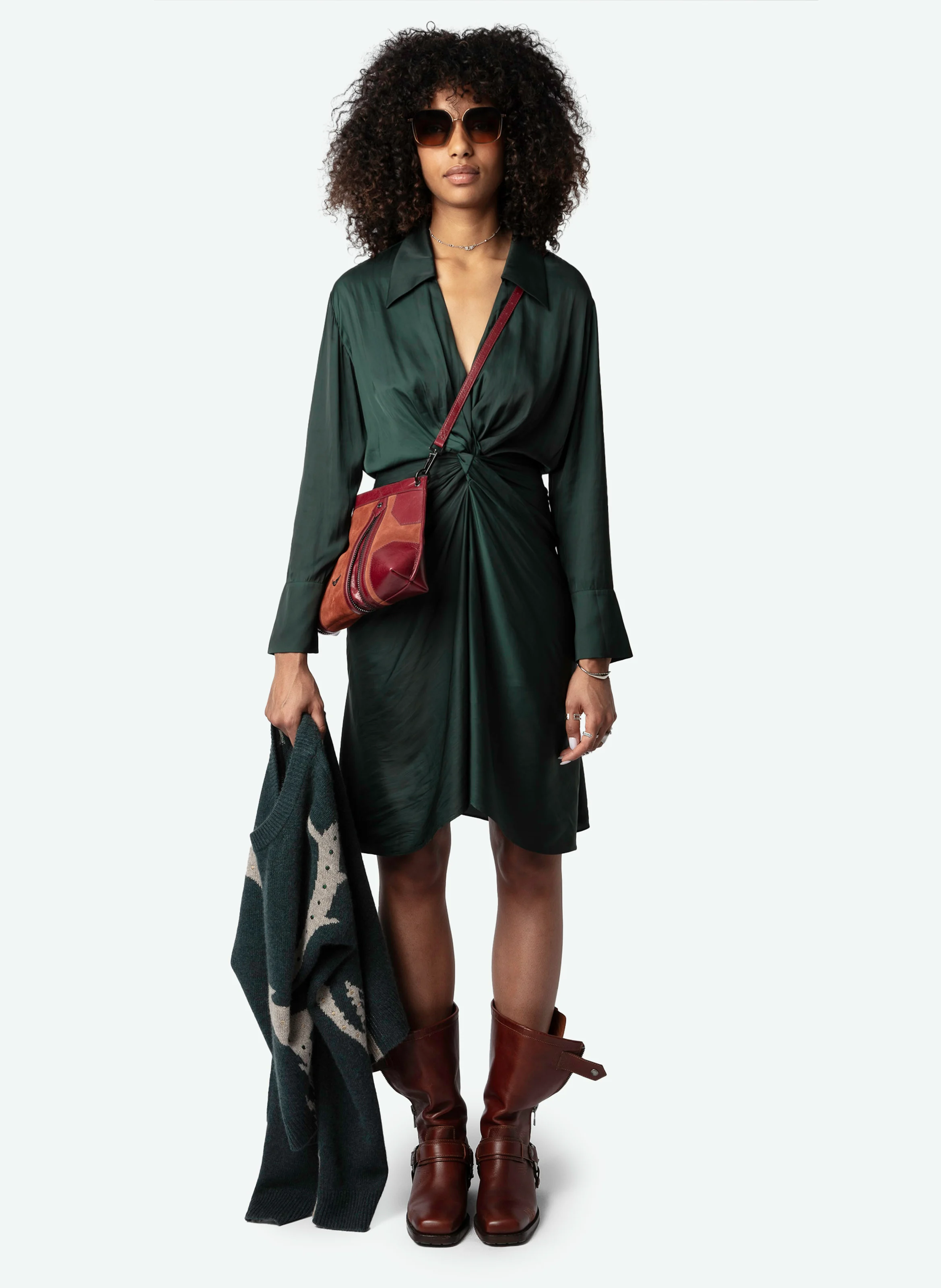 ROZO - Robe midi drapée | Vert
