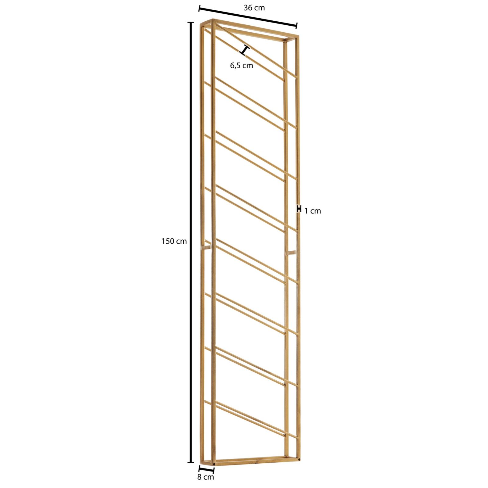 Weinregal - gold - 8 Fächer - 36x150 cm