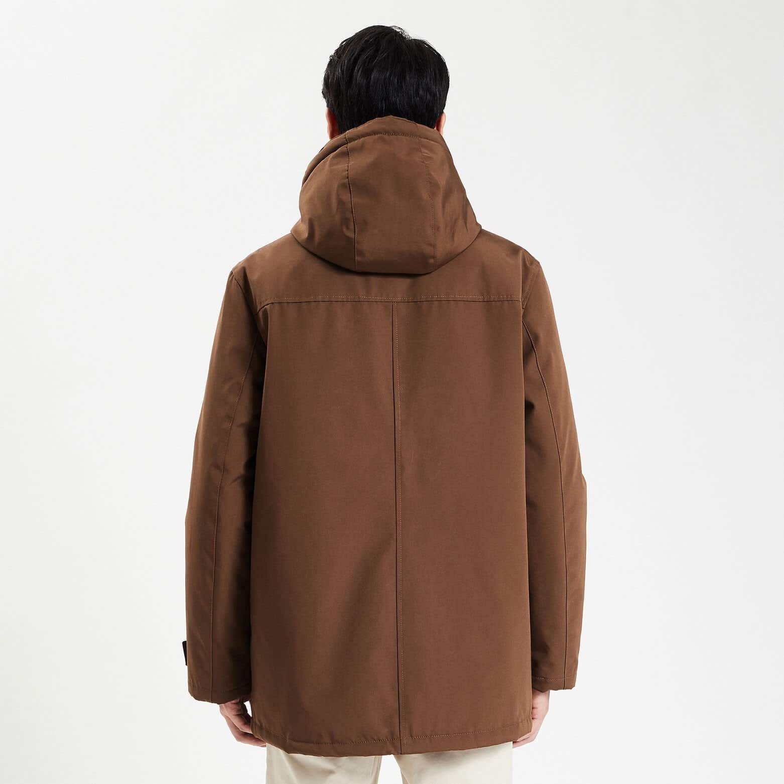 Parka courte à capuche Camel