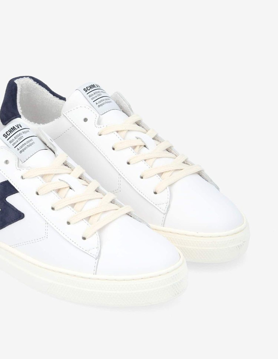 schmoove Baskets de ville Homme Spark Signature M Blanc/Bleu Cuir