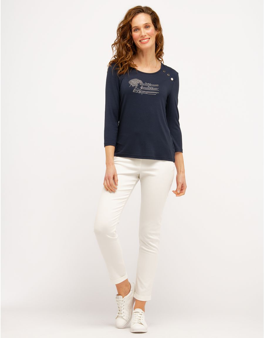 T-shirt marine strass