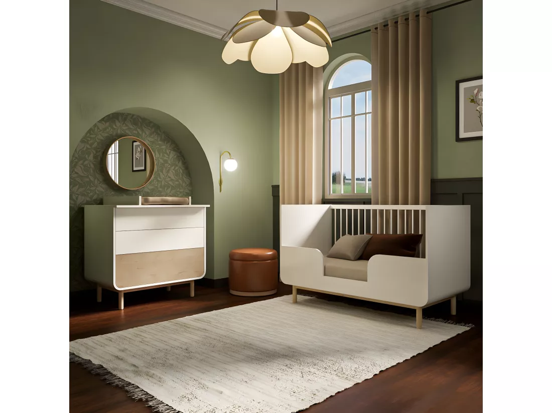 Chambre complète bébé 70x140 cm panneaux de fibres blanc SASHA
