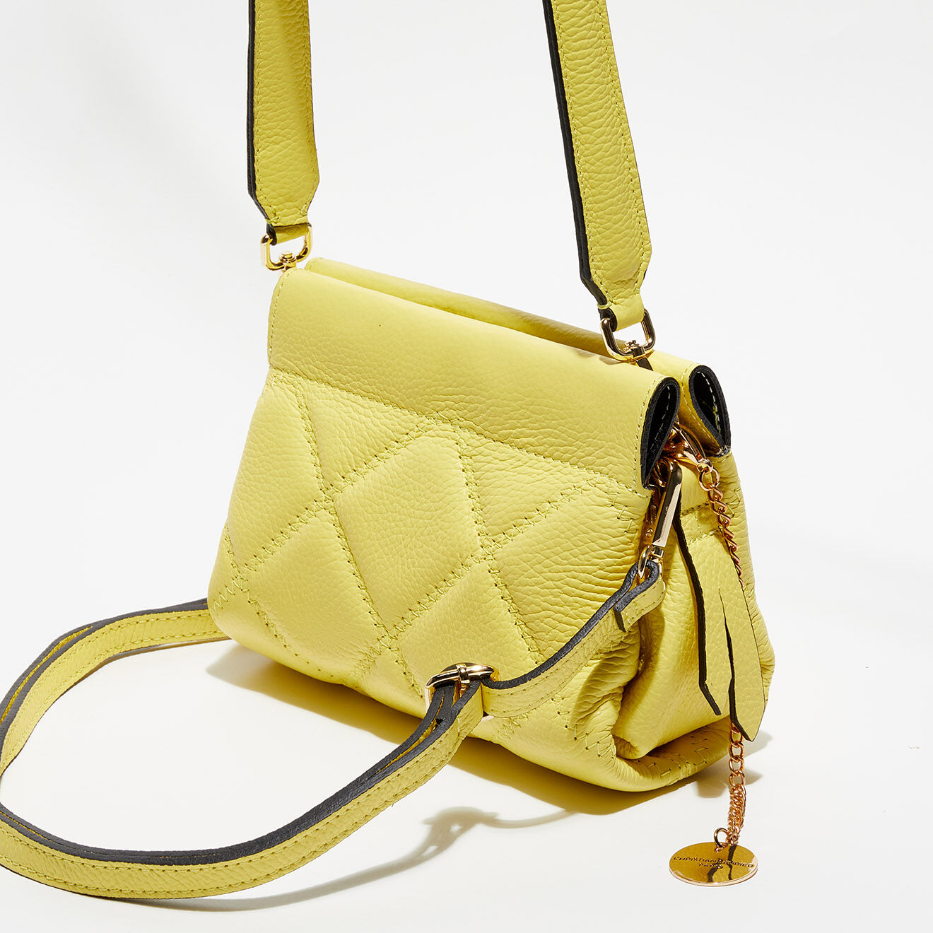 Christian Laurier Sac bandoulière en Cuir Pénélope jaune - 23x19x7 cm