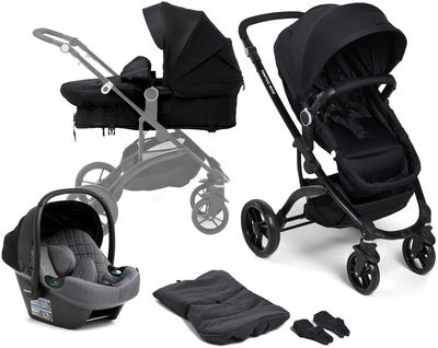 Beemoo Move 2-in-1 Kombivogn Inkl. Beemoo Route i-Size Babybilstol, Black/Mineral Grey