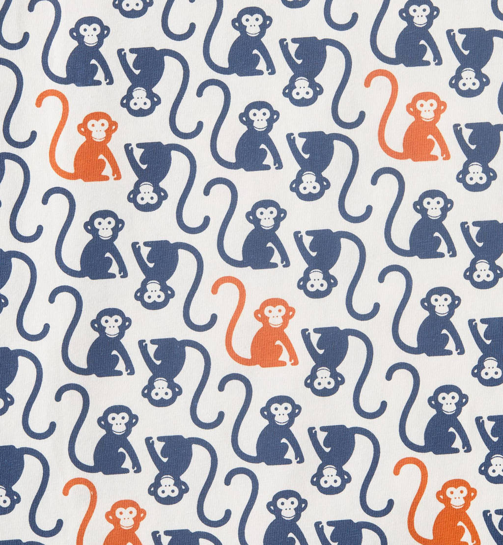 Little Label shortama met all over print van katoen grijs/blauw/oranje